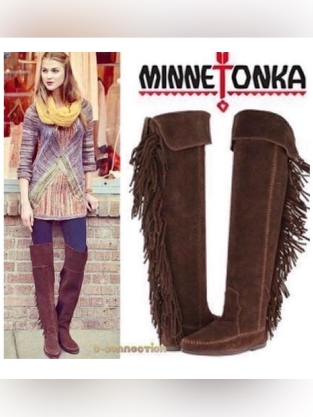 Minnetonka Brown Over-the-Knee Fringe Boots EUC size 7